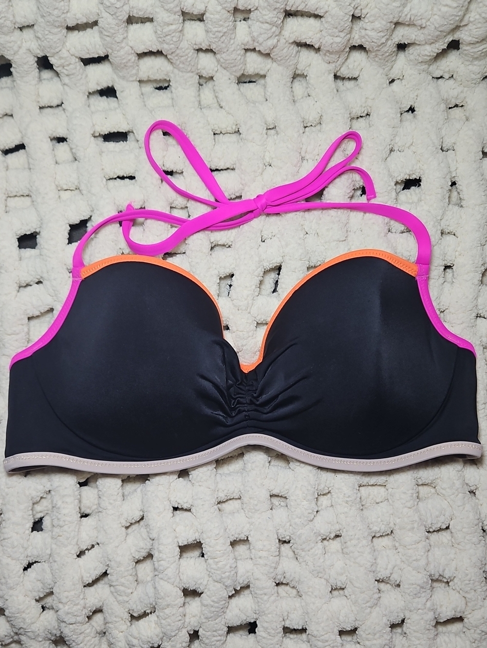 Victoria's Secret Bikini Swimsuit Top Strappy Back Halter 34D Women's
